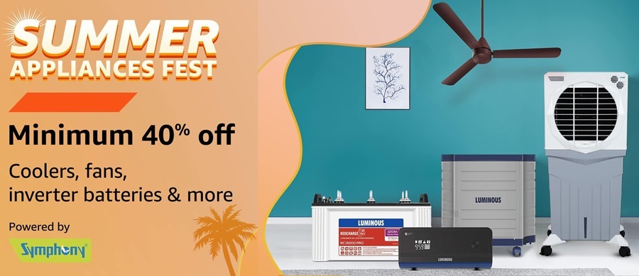 India Desire : Amazon Summer Appliances Fest: Get Upto 60% Off + Extra 10% Bank Offers On Cooler, Fans, Inverter battries & More [25th-27th April 2024]